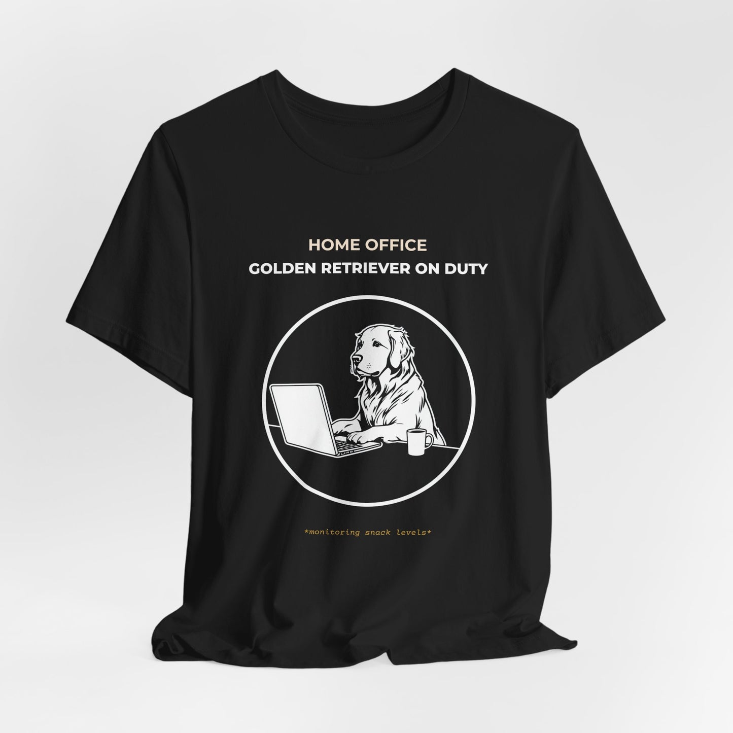 Golden Retriever Home Office T-Shirt — "Golden Retriever On Duty"