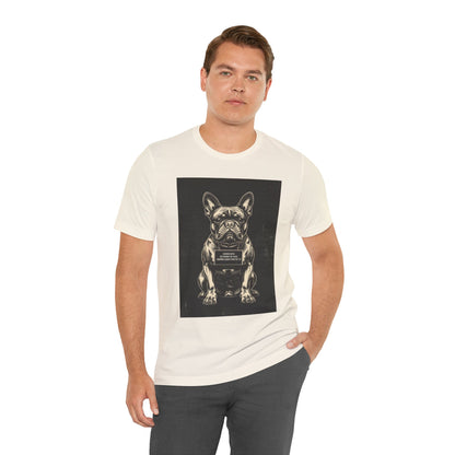 French Bulldog True Crime Night Shift t-shirt, white, back view