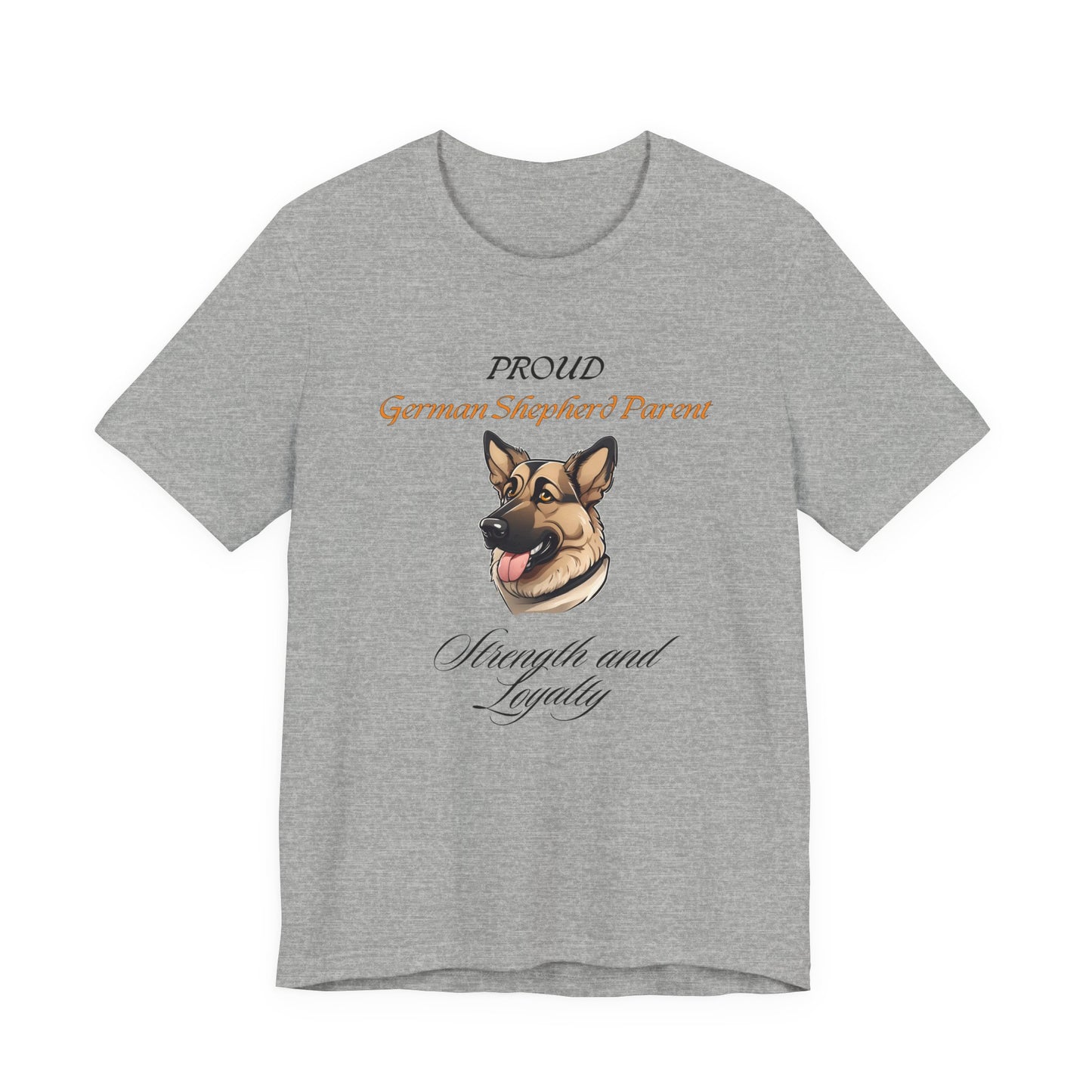 Proud German Shepherd Parent t-shirt in Athletic Heather, front view