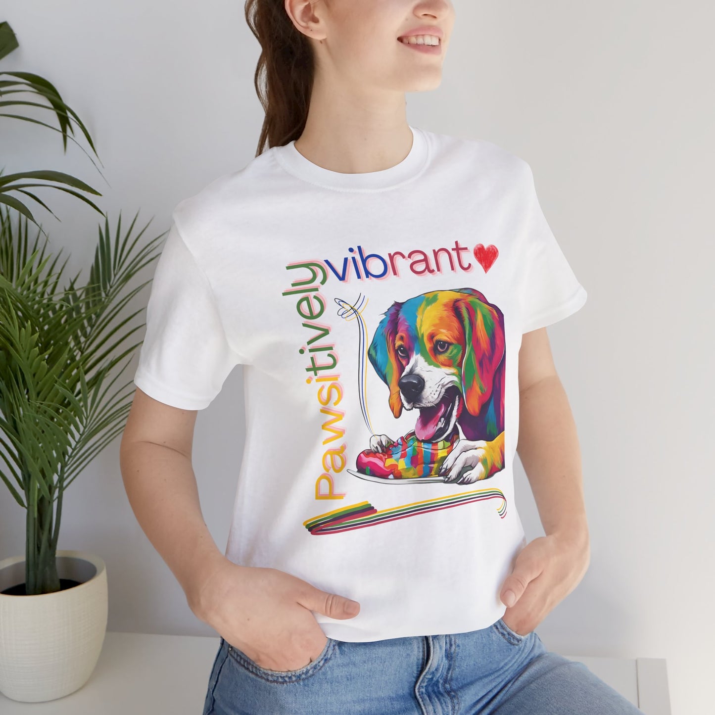 Pawsitively Vibrant T-Shirt — pop-art print close-up