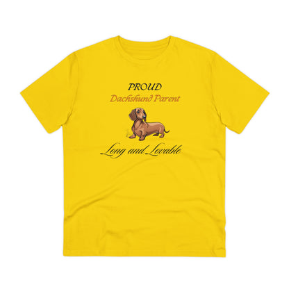 PROUD DACHSHUND PARENT "Long And Loveable" Organic T-shirt - Unisex - Sniff Waggle And Walk