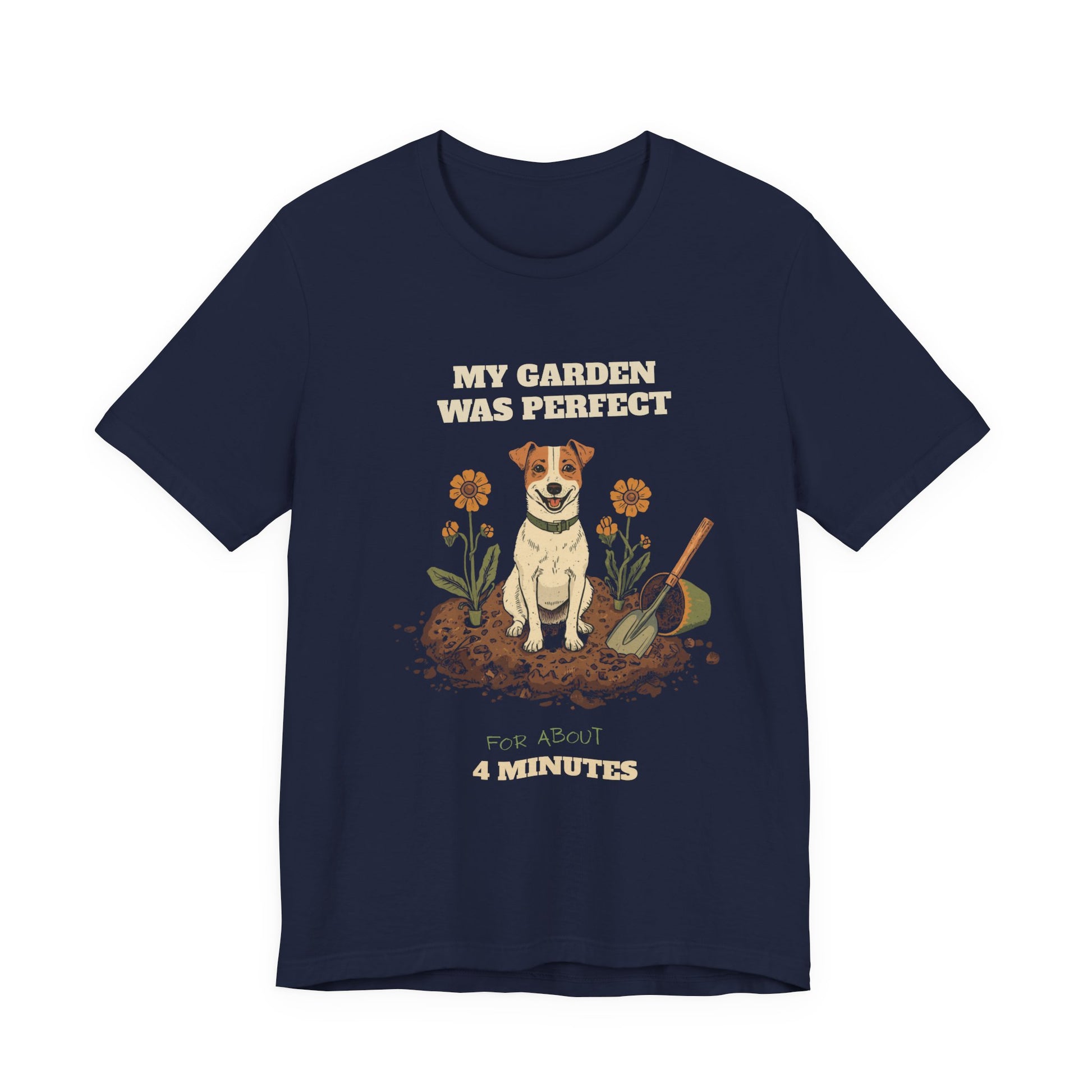 Gardening dog lover tee — navy unisex t-shirt