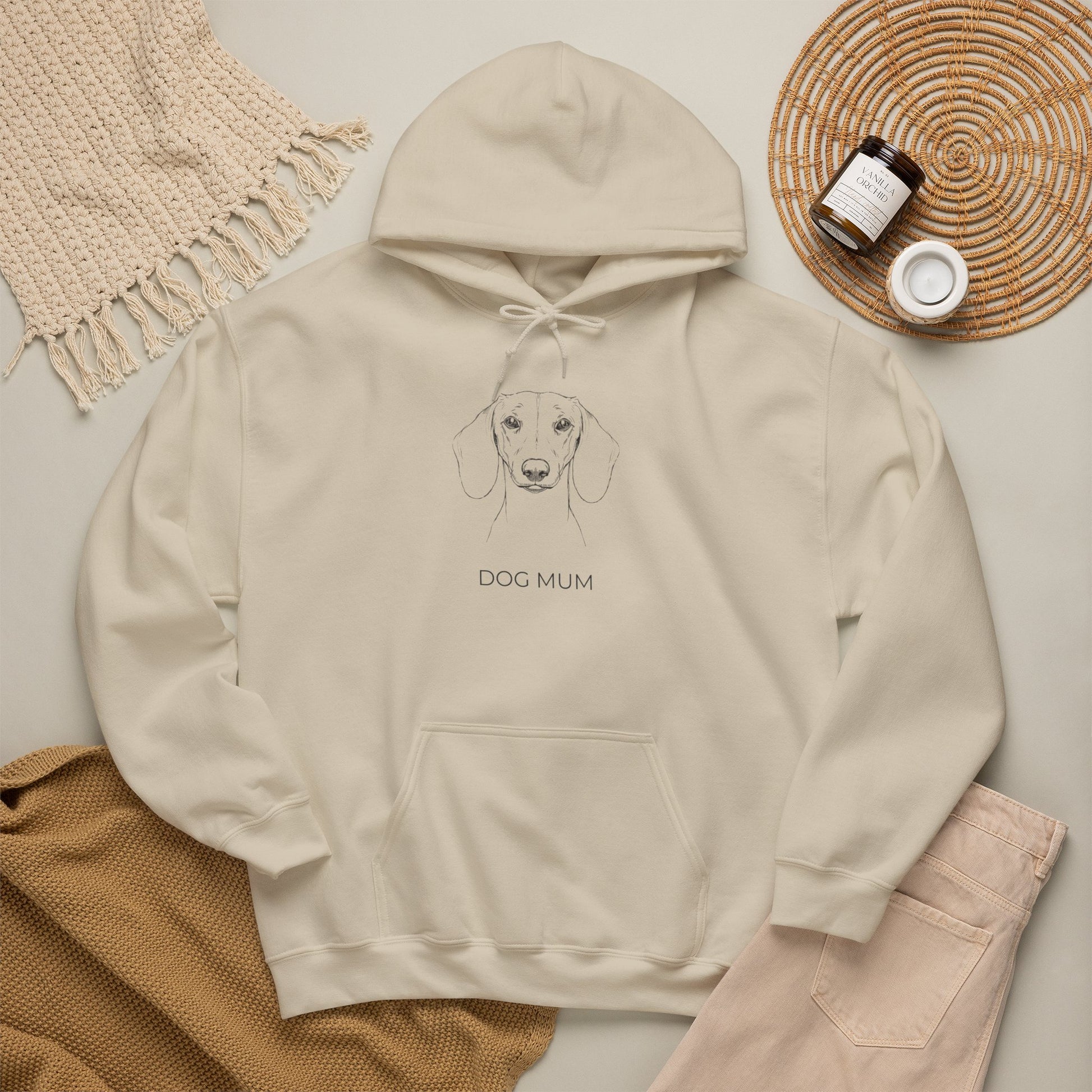 Dachshund Dog Mum hoodie with kangaroo pocket and hood