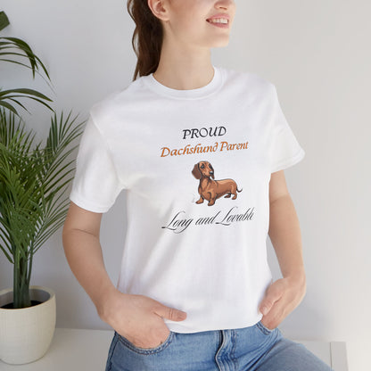 Proud Dachshund Parent organic cotton t-shirt front design