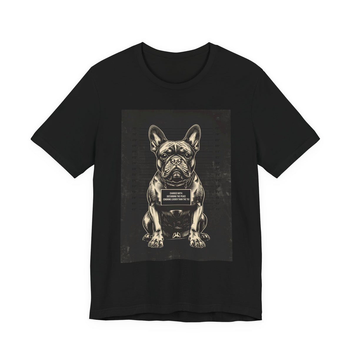 Natural colourway of the French Bulldog True Crime Night Shift t-shirt