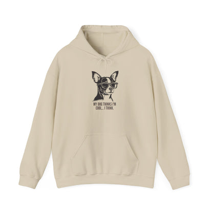 Funny dog slogan hoodie front view on unisex pullover