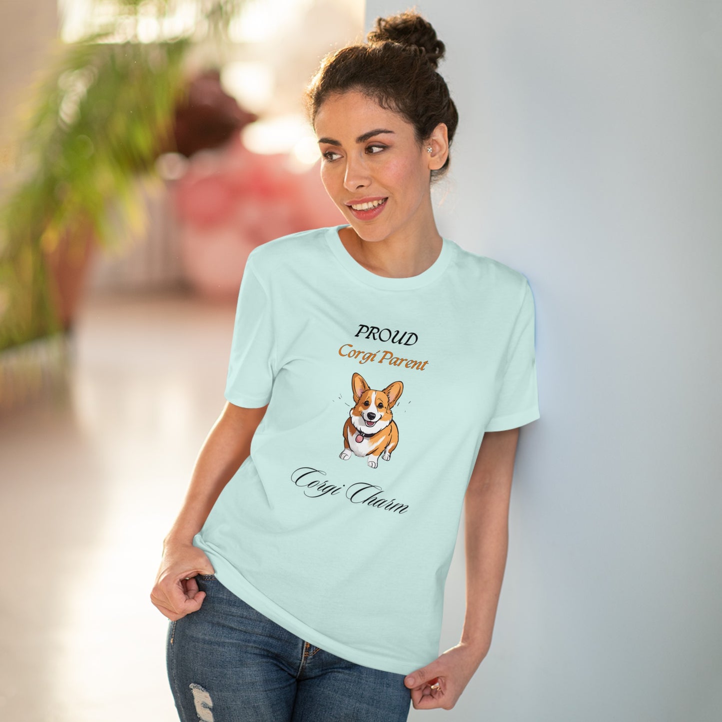 PROUD CORGI PARENT "Corgi Charm" Soft Organic T-shirt - Unisex - Sniff Waggle And Walk