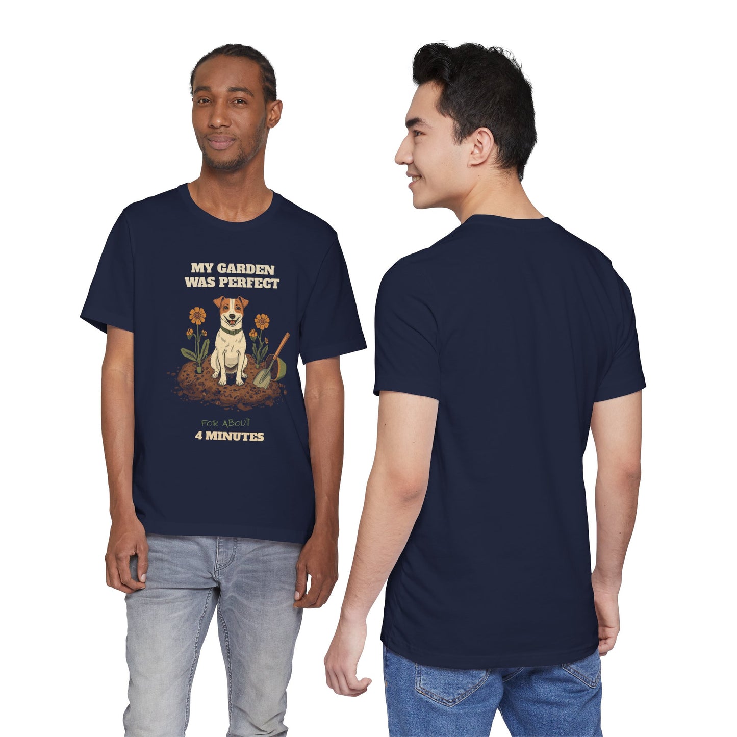 Gardening dog lover tee — navy unisex t-shirt