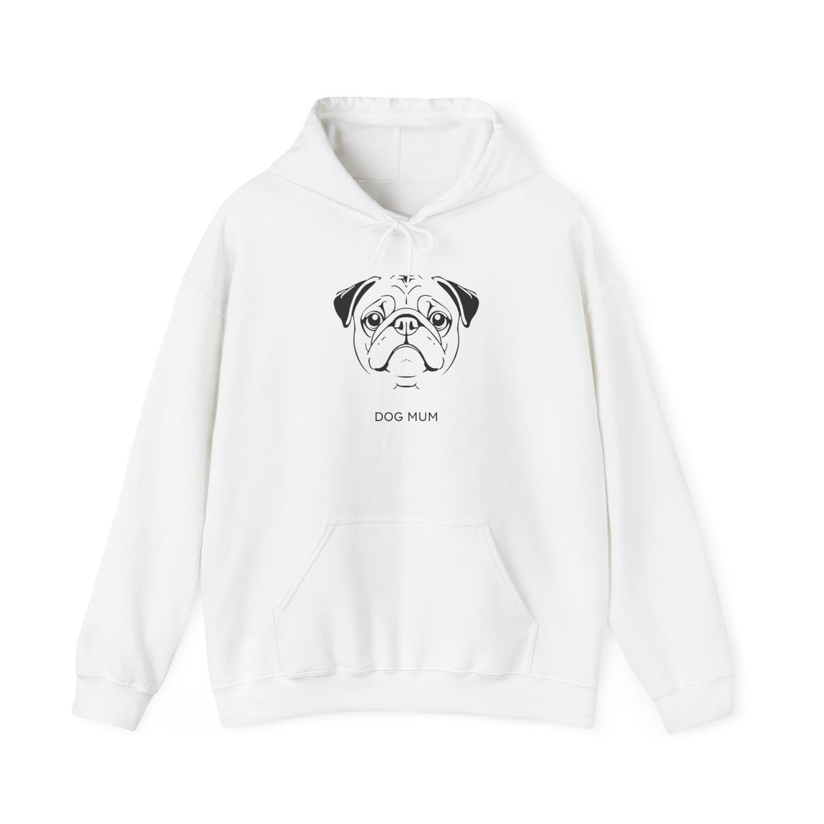 Pug Dog Mum minimalist line art hoodie product view