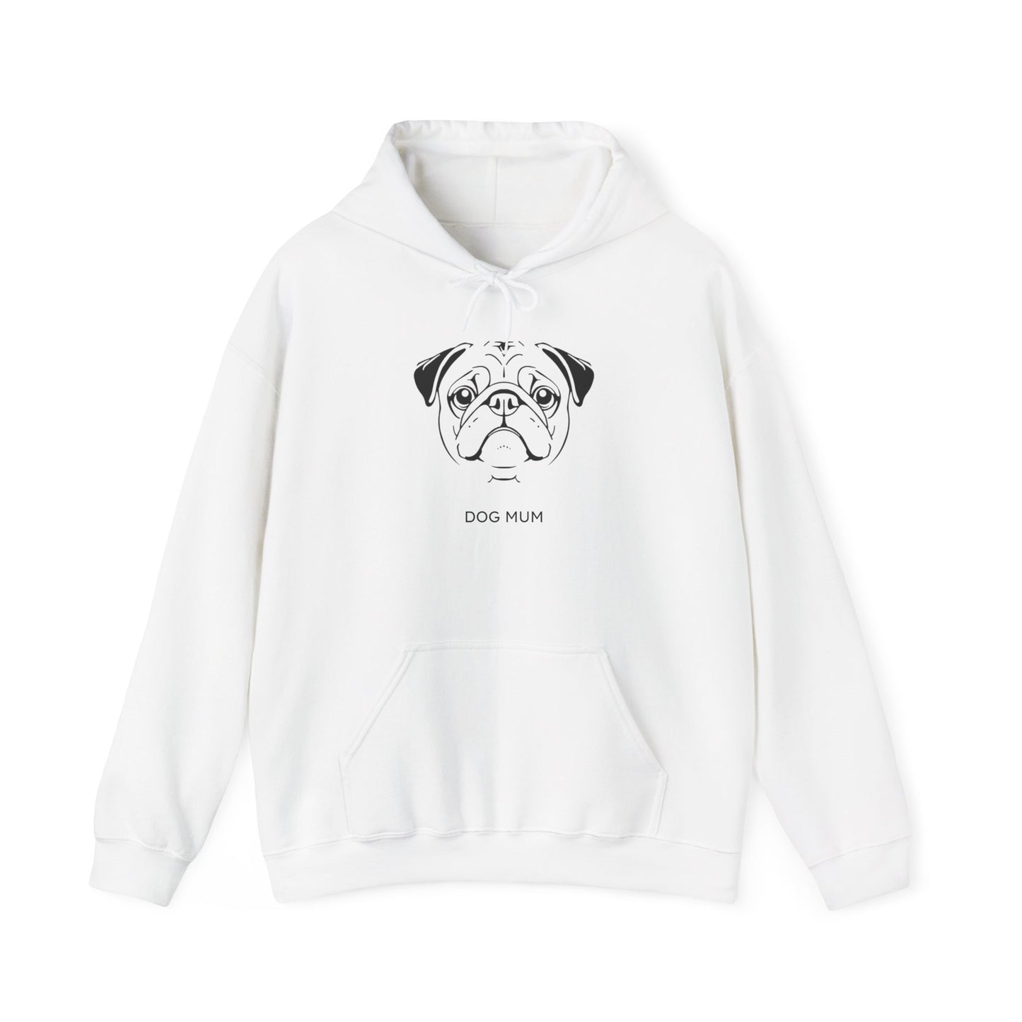 Pug Dog Mum minimalist line art hoodie product view