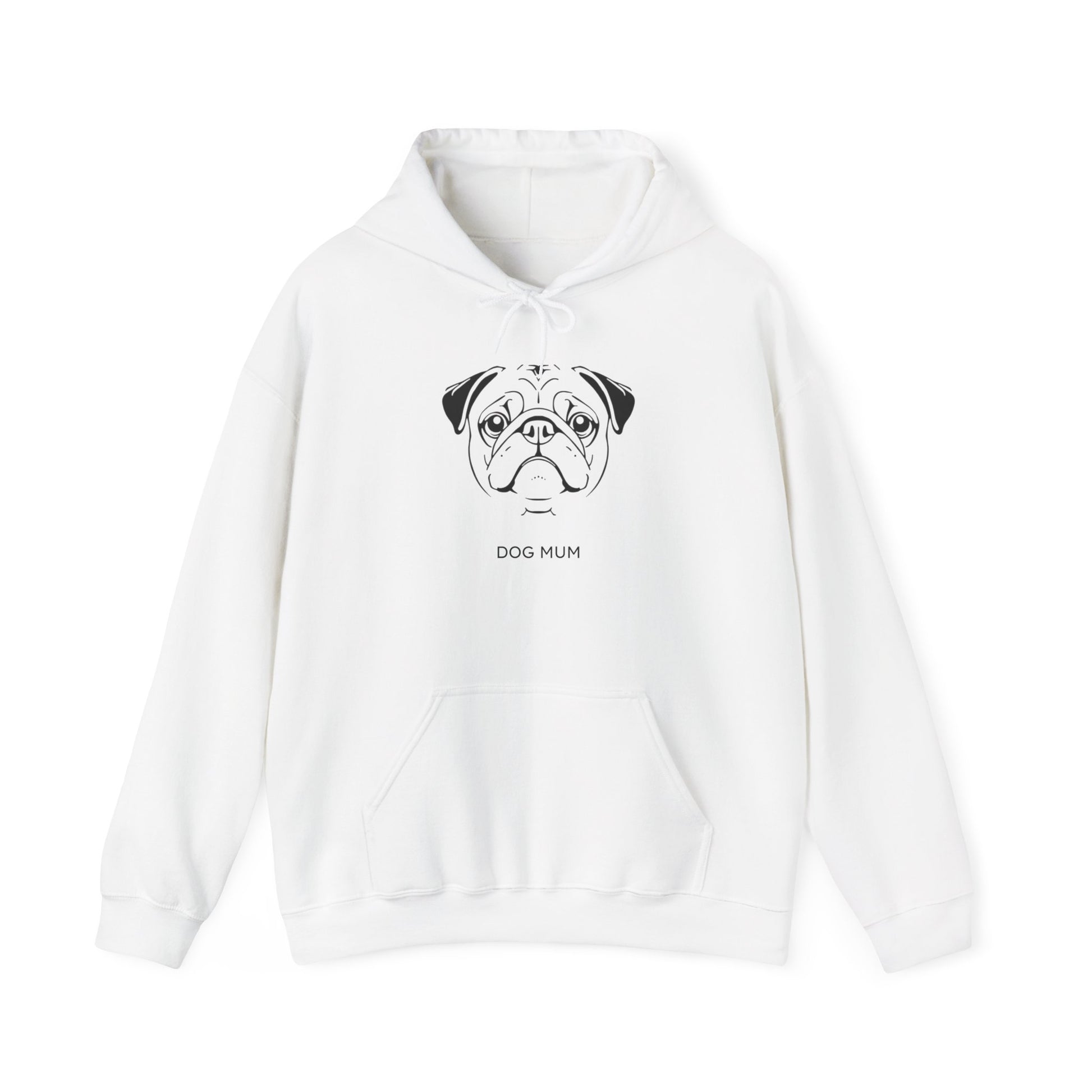 Pug Dog Mum minimalist line art hoodie product view