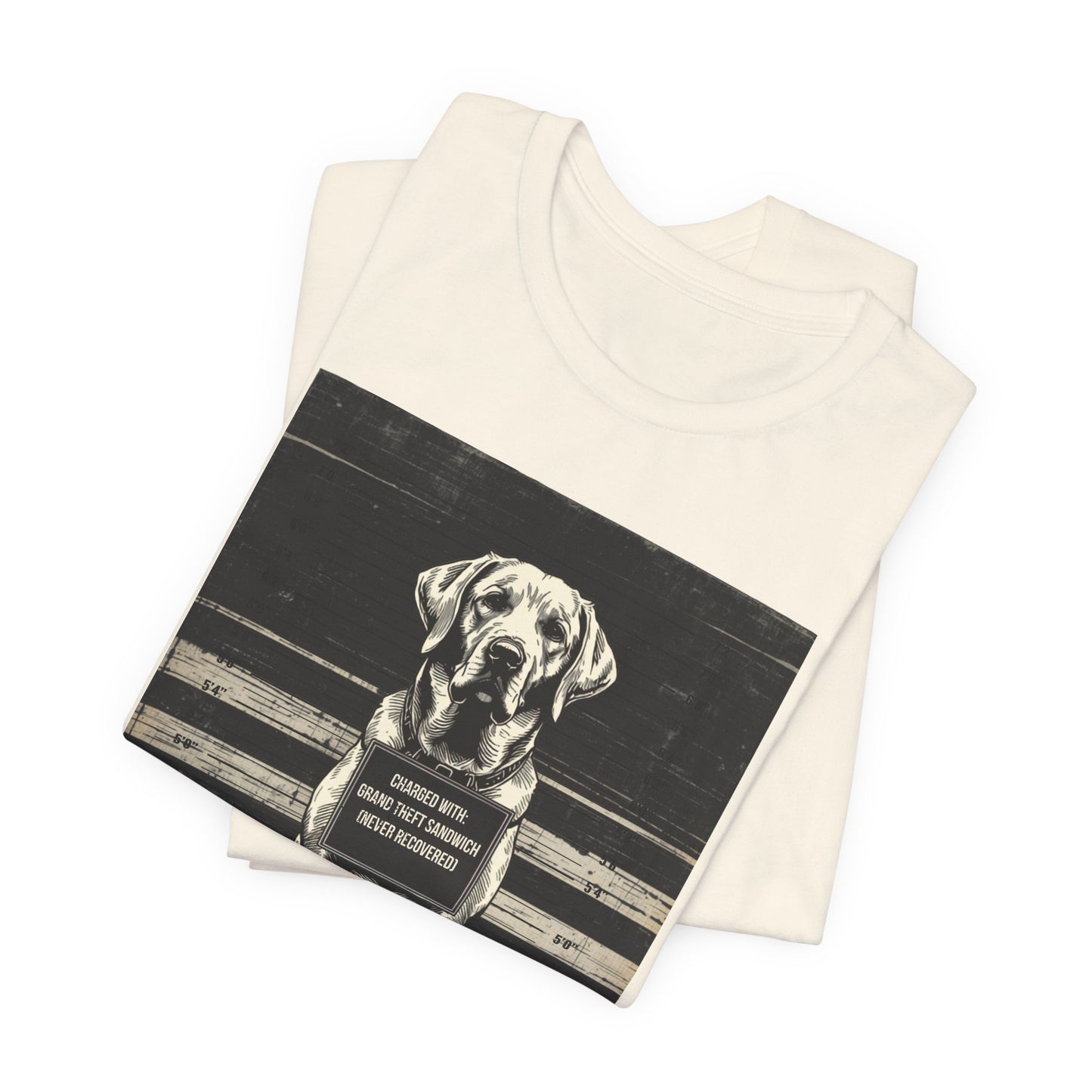 Labrador True Crime Night Shift t-shirt, athletic heather, front view