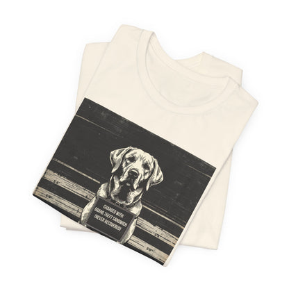 Labrador True Crime Night Shift t-shirt, athletic heather, front view