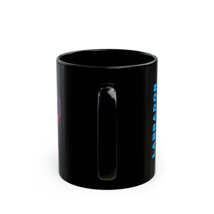Labrador neon coffee mug on a desk