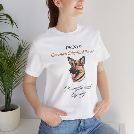 Proud German Shepherd Parent organic t-shirt, front design