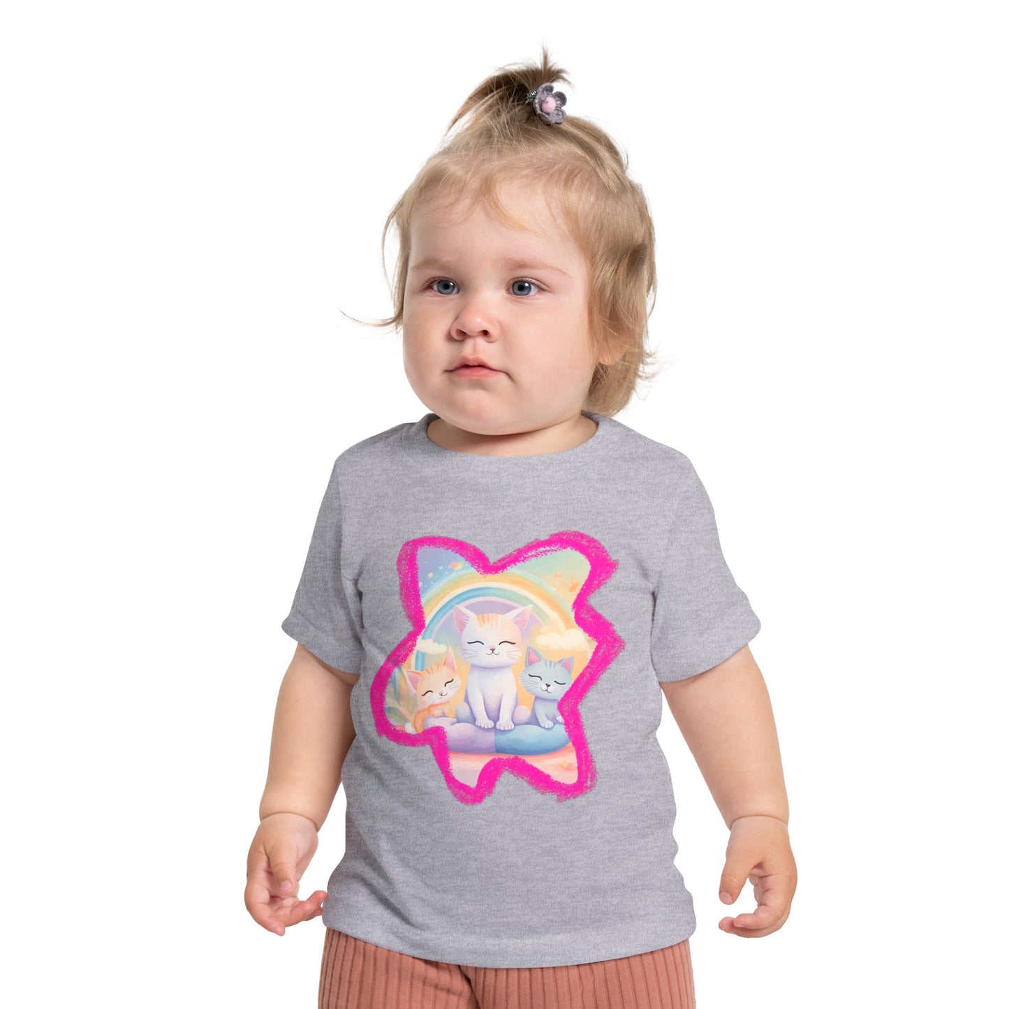 🐱 Adorable Cats & Rainbows Baby T-Shirt – Soft, Stylish & Durable! 🌈-Sniffwaggleandwalk™