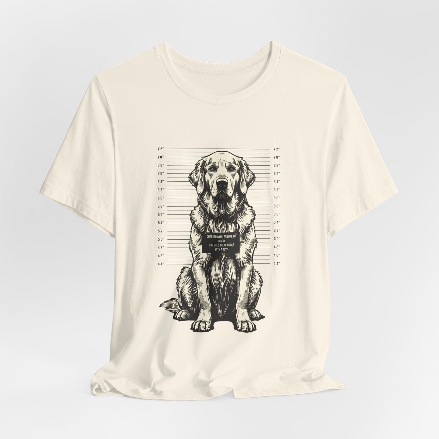 Golden Retriever True Crime Night Shift t-shirt, dark grey heather, back view