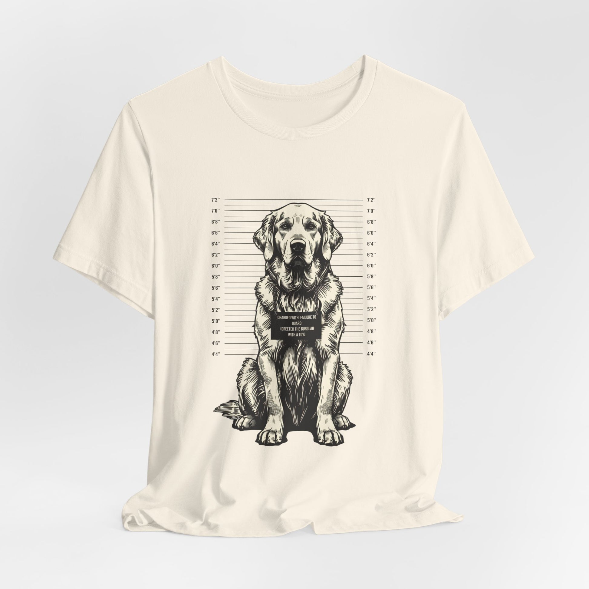 Golden Retriever True Crime Night Shift t-shirt, dark grey heather, back view