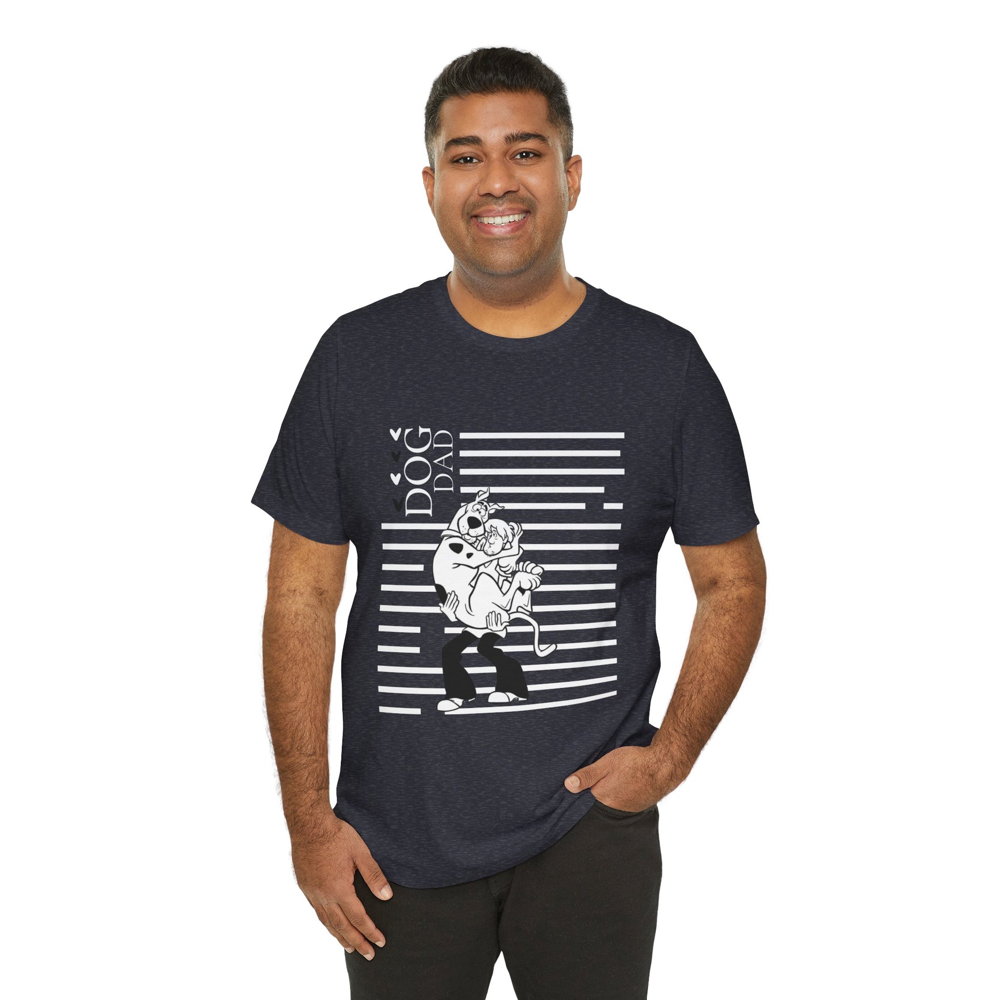 Scooby-Doo Dog Dad T-Shirt heather navy worn front — SniffWaggleNWalk™