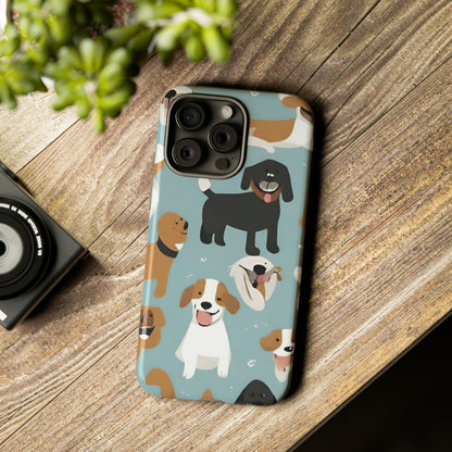 Sniffwagglendwalk™ Multi Dog Design Tough Phone Case. - Sniff Waggle And Walk