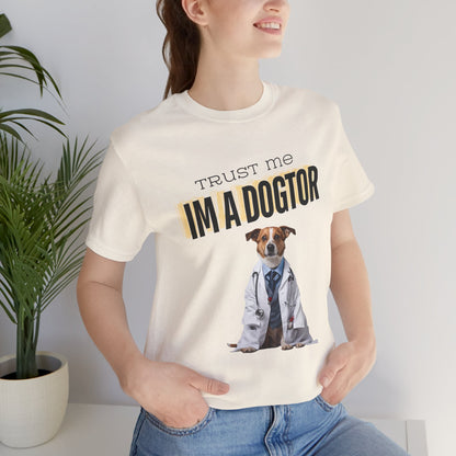 Trust Me I'm a Dogtor t-shirt folded, showing fabric texture
