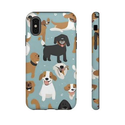 Sniffwagglendwalk™ Multi Dog Design Tough Phone Case. - Sniff Waggle And Walk