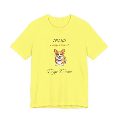 Proud Corgi Parent t-shirt in Natural, front view