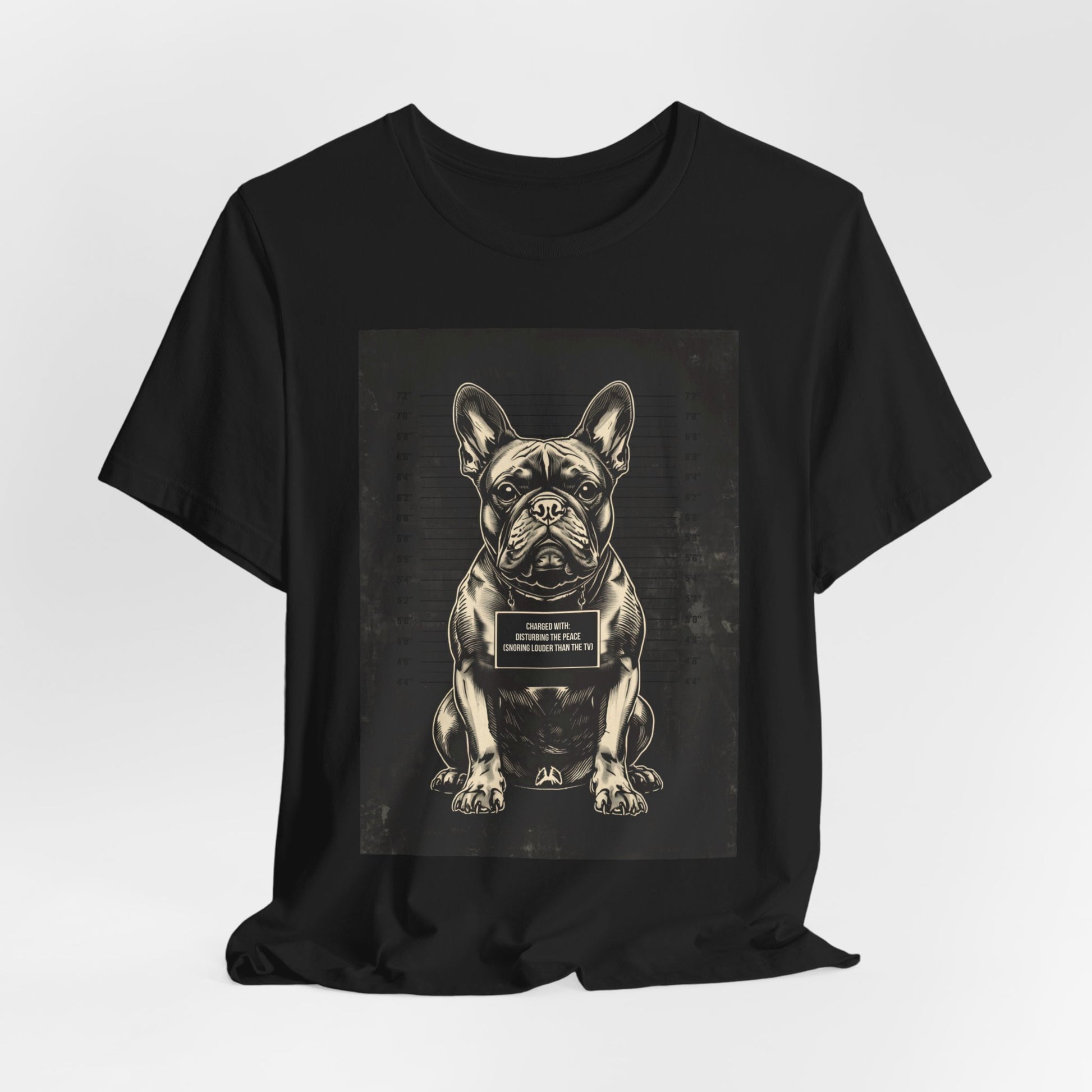 Gift-ready photo of the French Bulldog True Crime Night Shift tee
