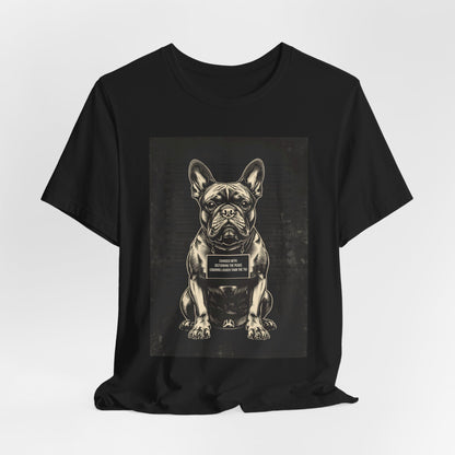 Gift-ready photo of the French Bulldog True Crime Night Shift tee
