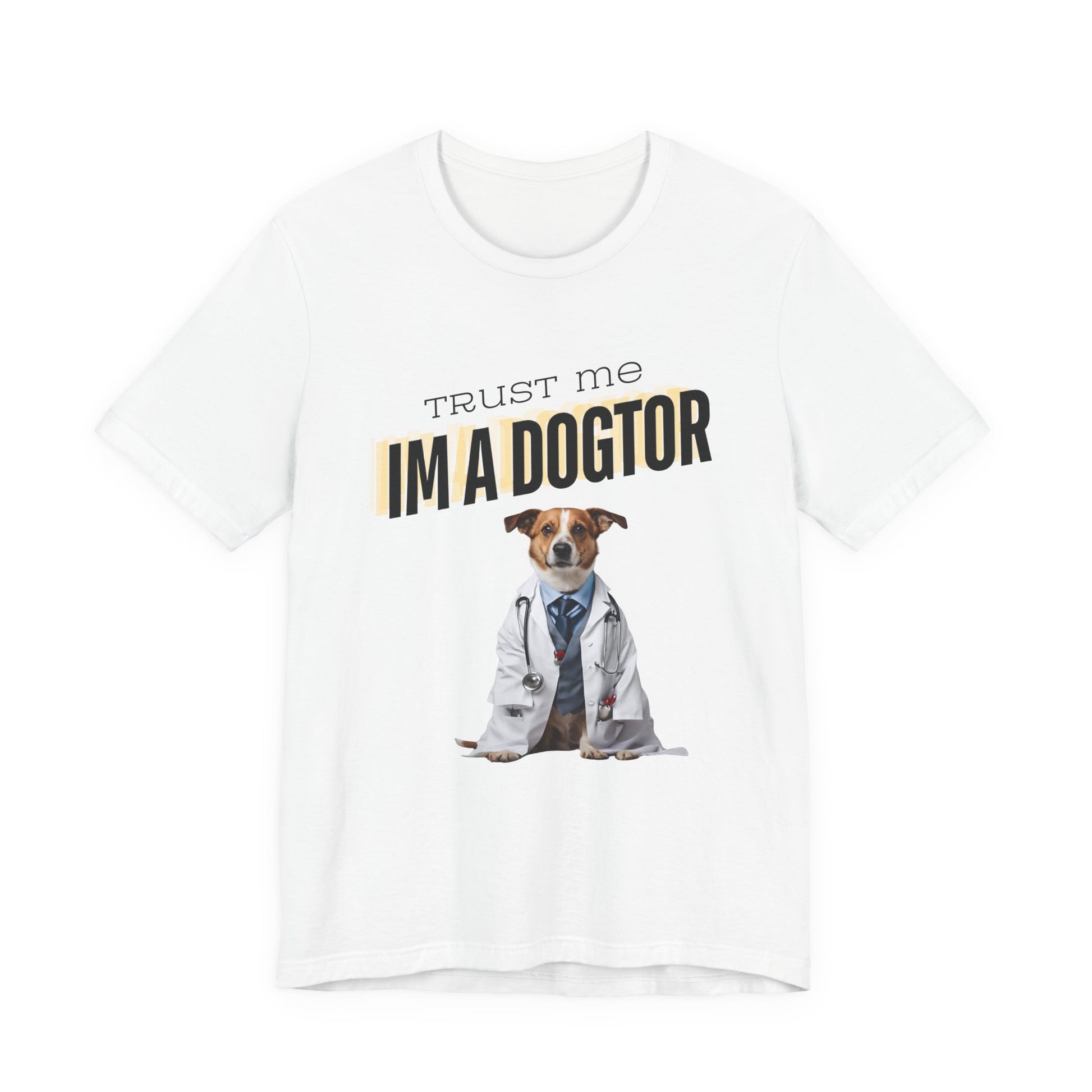 Trust Me I'm a Dogtor t-shirt in Red, front view
