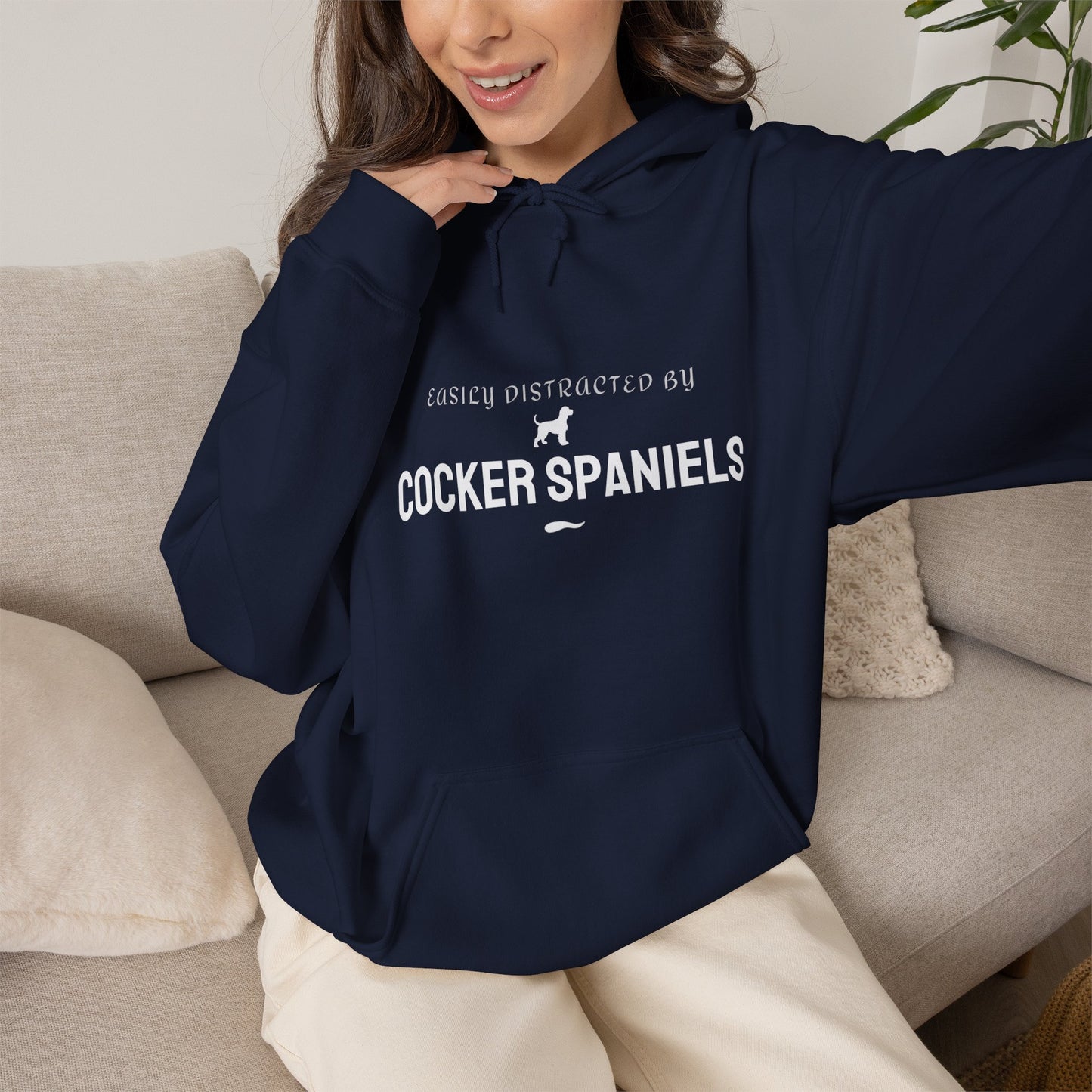 Easily Distracted by Cocker Spaniels Hoodie — Funny Dog Lover Unisex Pullover