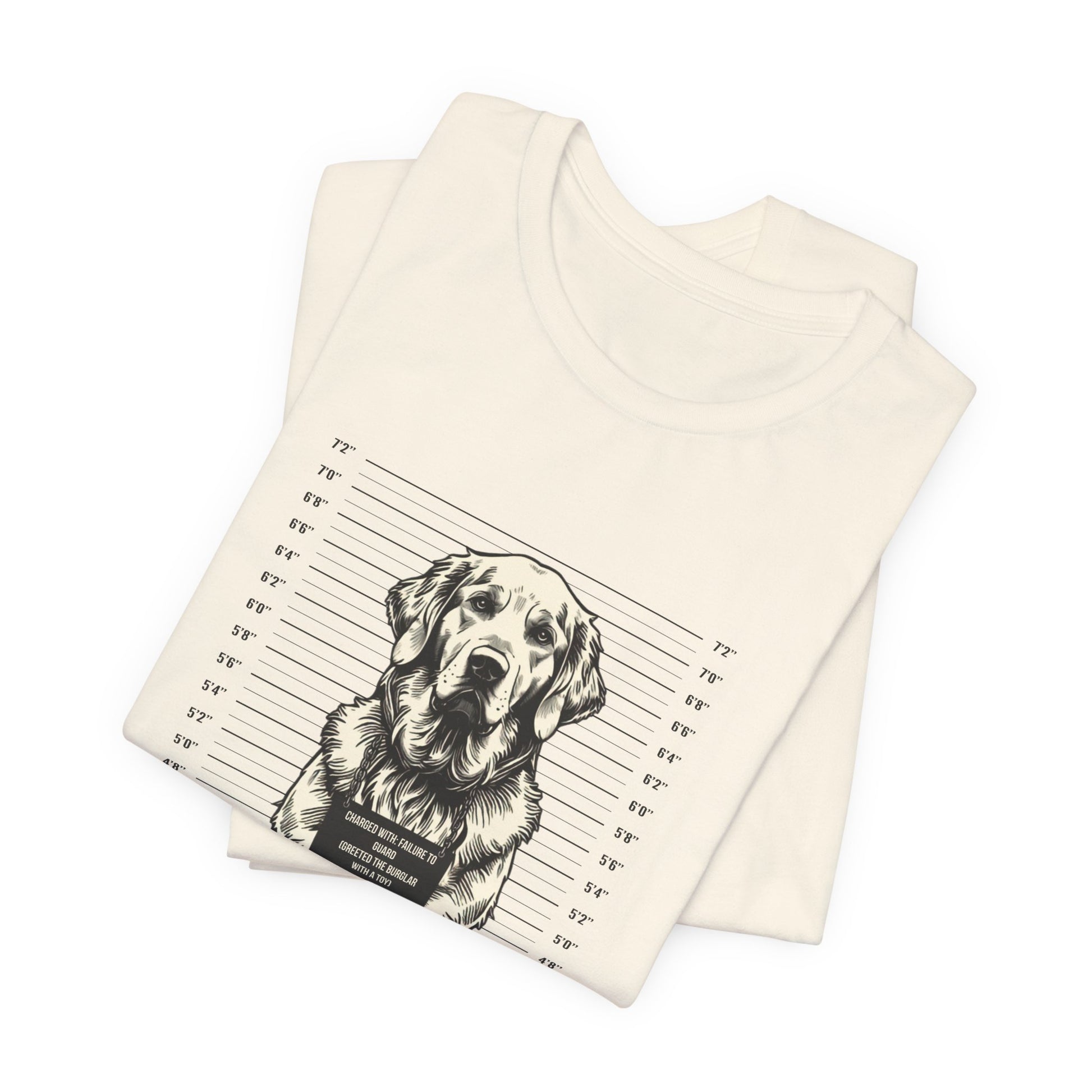 Golden Retriever True Crime Night Shift t-shirt, dark grey heather, front view