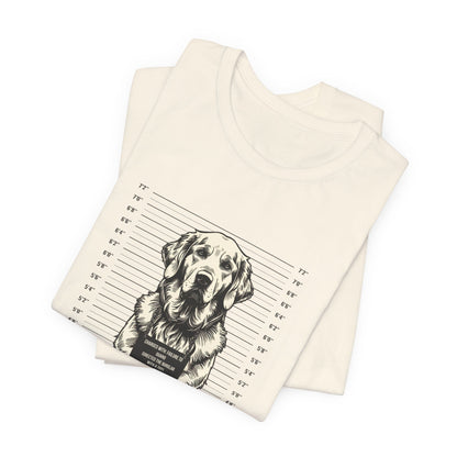 Golden Retriever True Crime Night Shift t-shirt, dark grey heather, front view