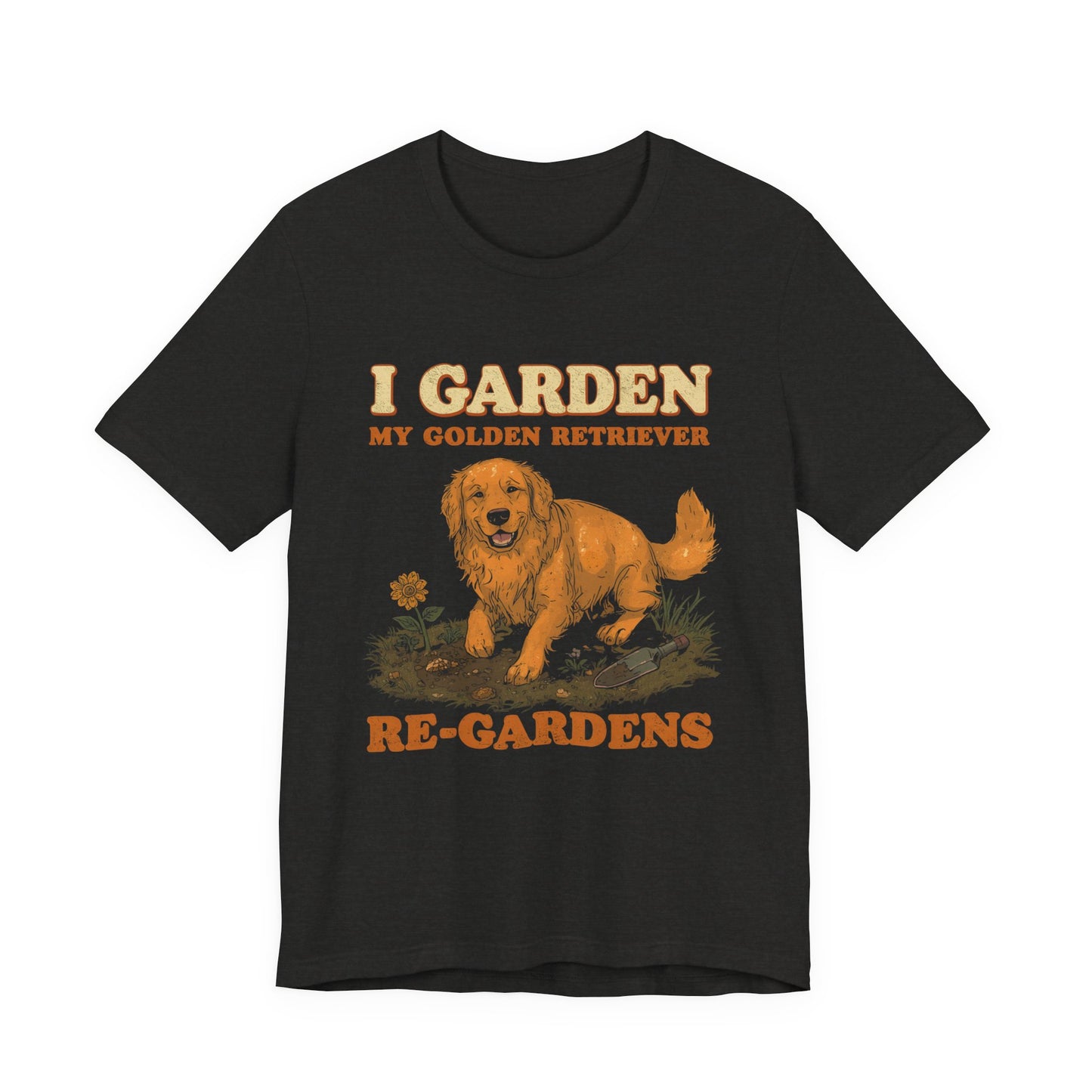 Golden Retriever gardening t-shirt detail