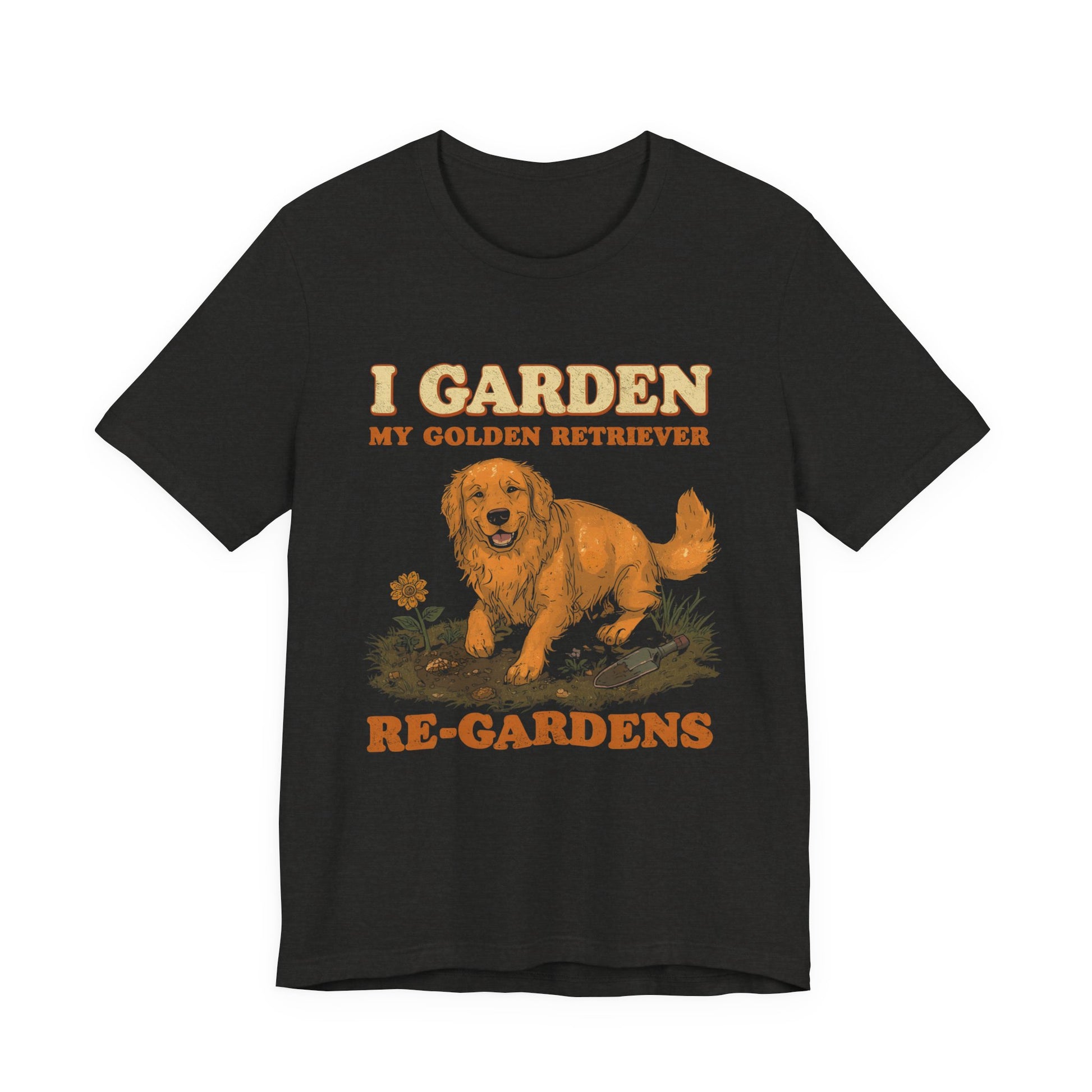 Golden Retriever gardening t-shirt detail