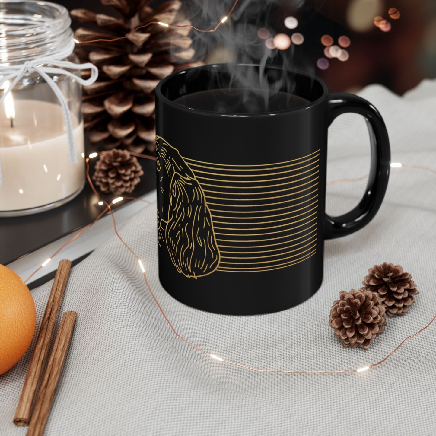 cocker Spaniel Outline Black Mug — Elegant Dog Lover Coffee Cup (11oz/15oz)
