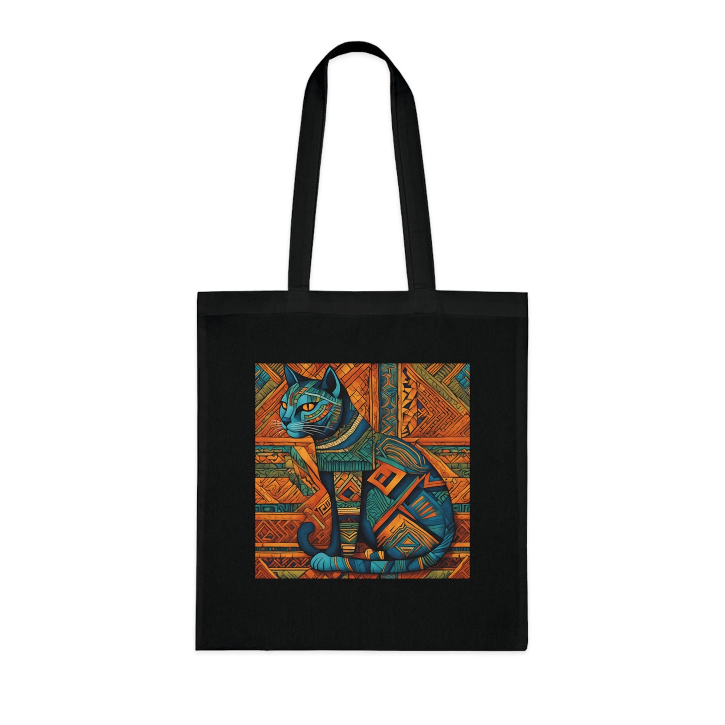 Cotton Tote Bag with Egyptian Cat Design-Sniffwaggleandwalk™