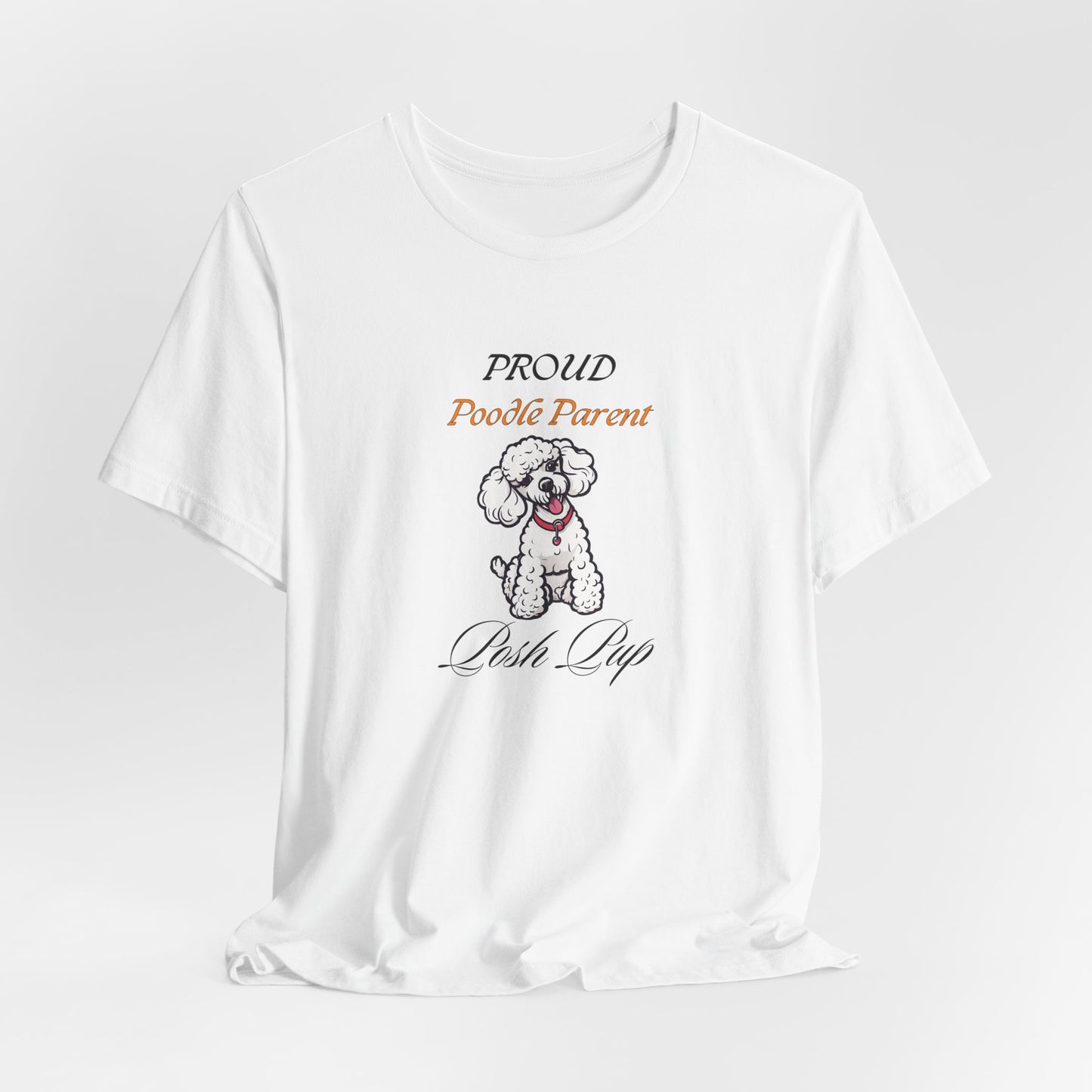 Proud Poodle Parent t-shirt flat lay showing the full print