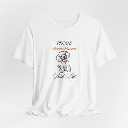 Proud Poodle Parent t-shirt flat lay showing the full print