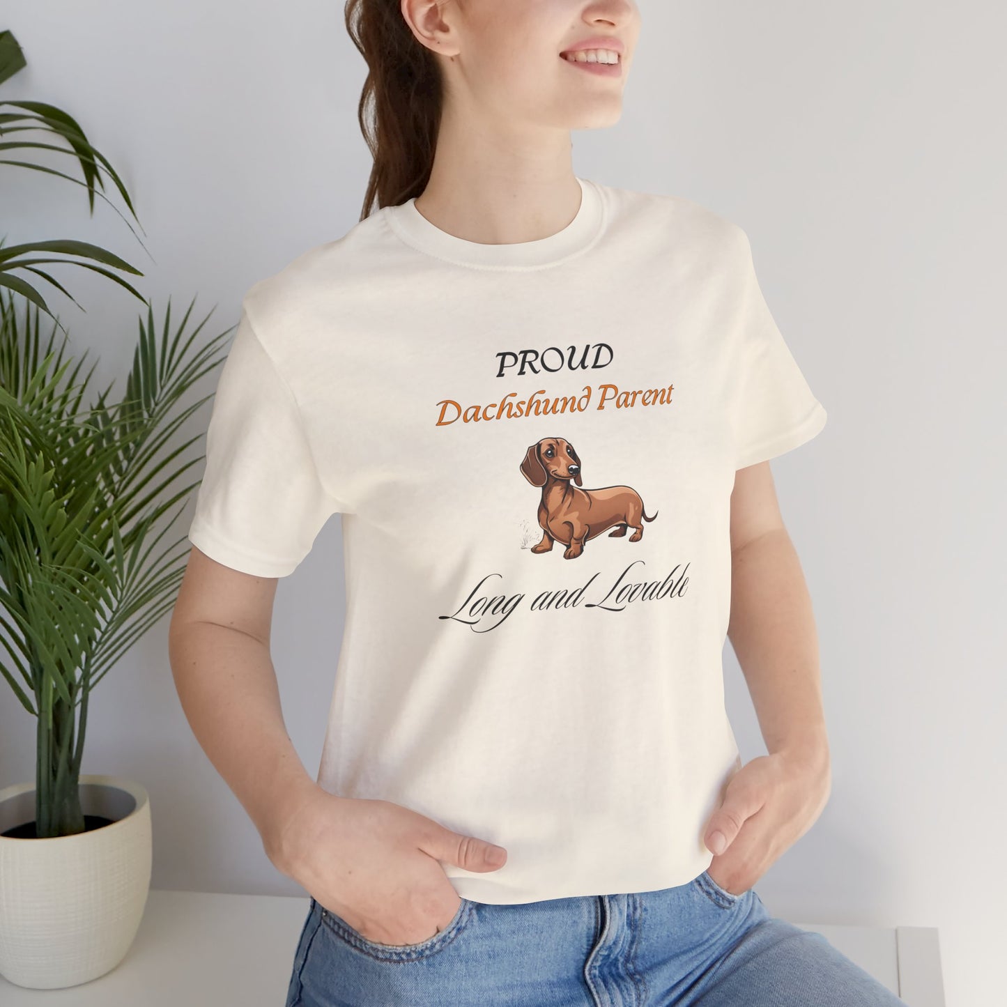 Proud Dachshund Parent t-shirt folded showing fabric texture