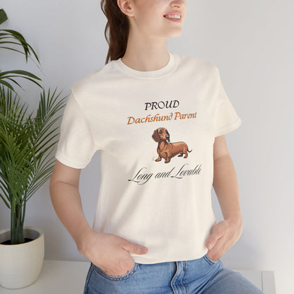 Proud Dachshund Parent t-shirt folded showing fabric texture