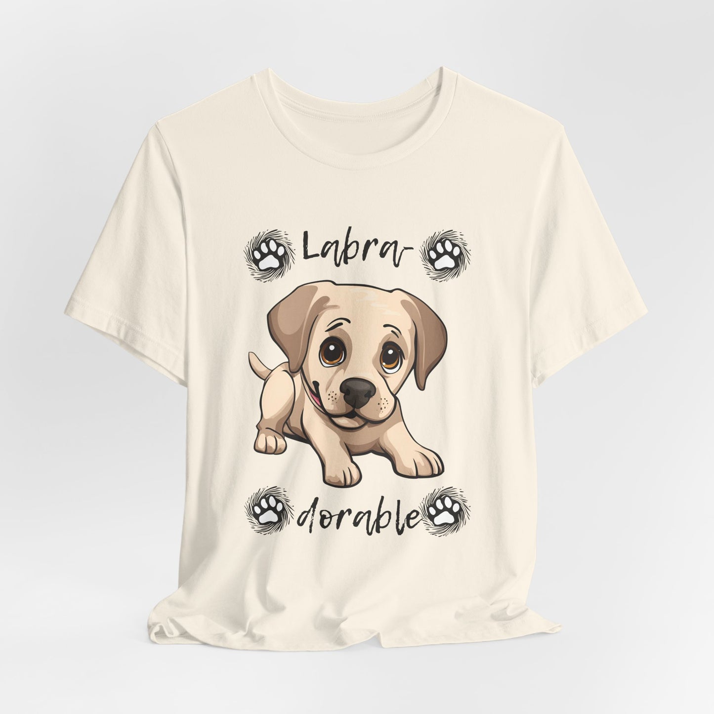 Labra-DORABLE Labrador puppy t-shirt in Natural, hanging front view