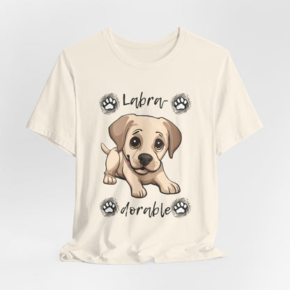 Labra-DORABLE Labrador puppy t-shirt in Natural, hanging front view