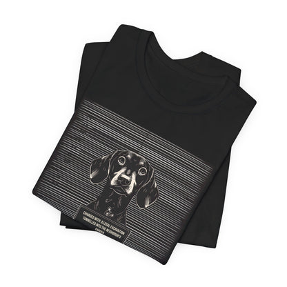Flat lay of the Dachshund True Crime Night Shift t-shirt, black