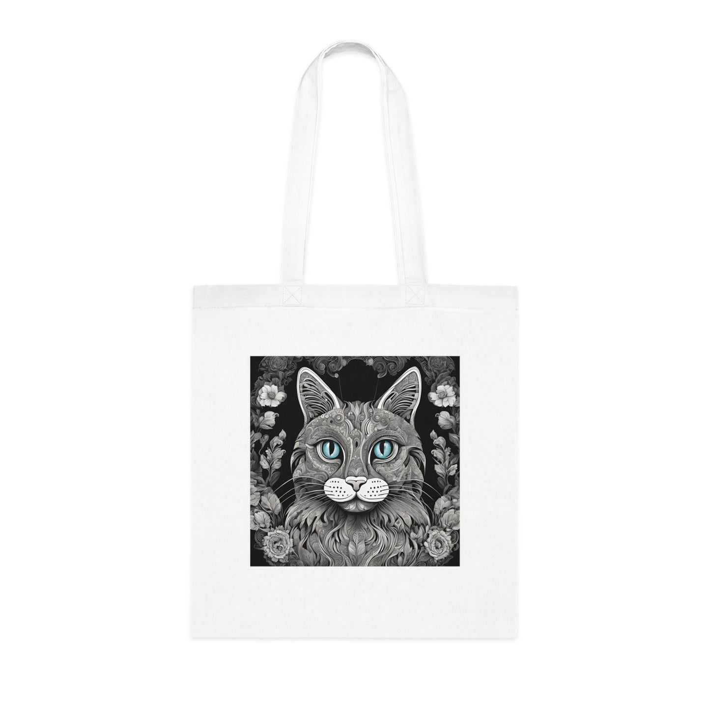 Black & White Cat Design Cotton Tote – Eco-Friendly & Stylish Carry-All!-Sniffwaggleandwalk™