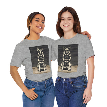 Flat lay of the German Shepherd True Crime Night Shift t-shirt, black