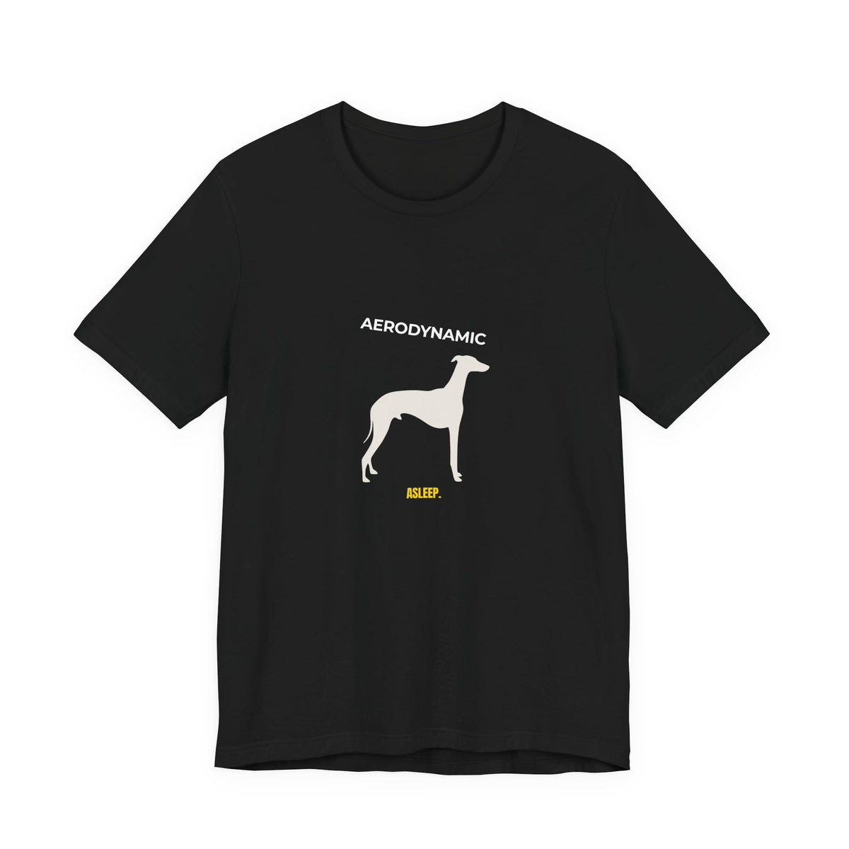Aerodynamic Greyhound T‑Shirt — Silhouette Dog Graphic Tee — SniffWaggleNWalk™