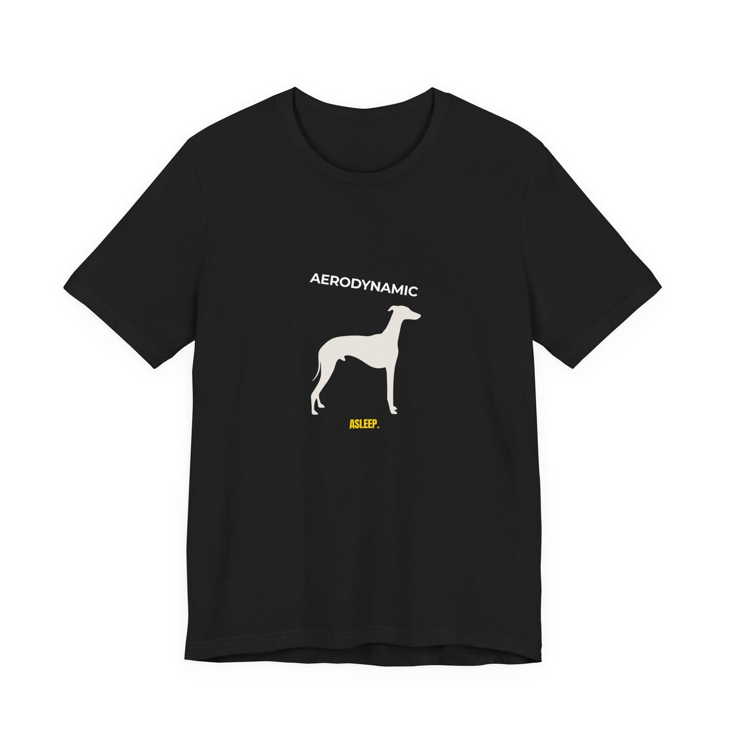 Aerodynamic Greyhound T‑Shirt — Silhouette Dog Graphic Tee (Includes "AERODYNAMIC")