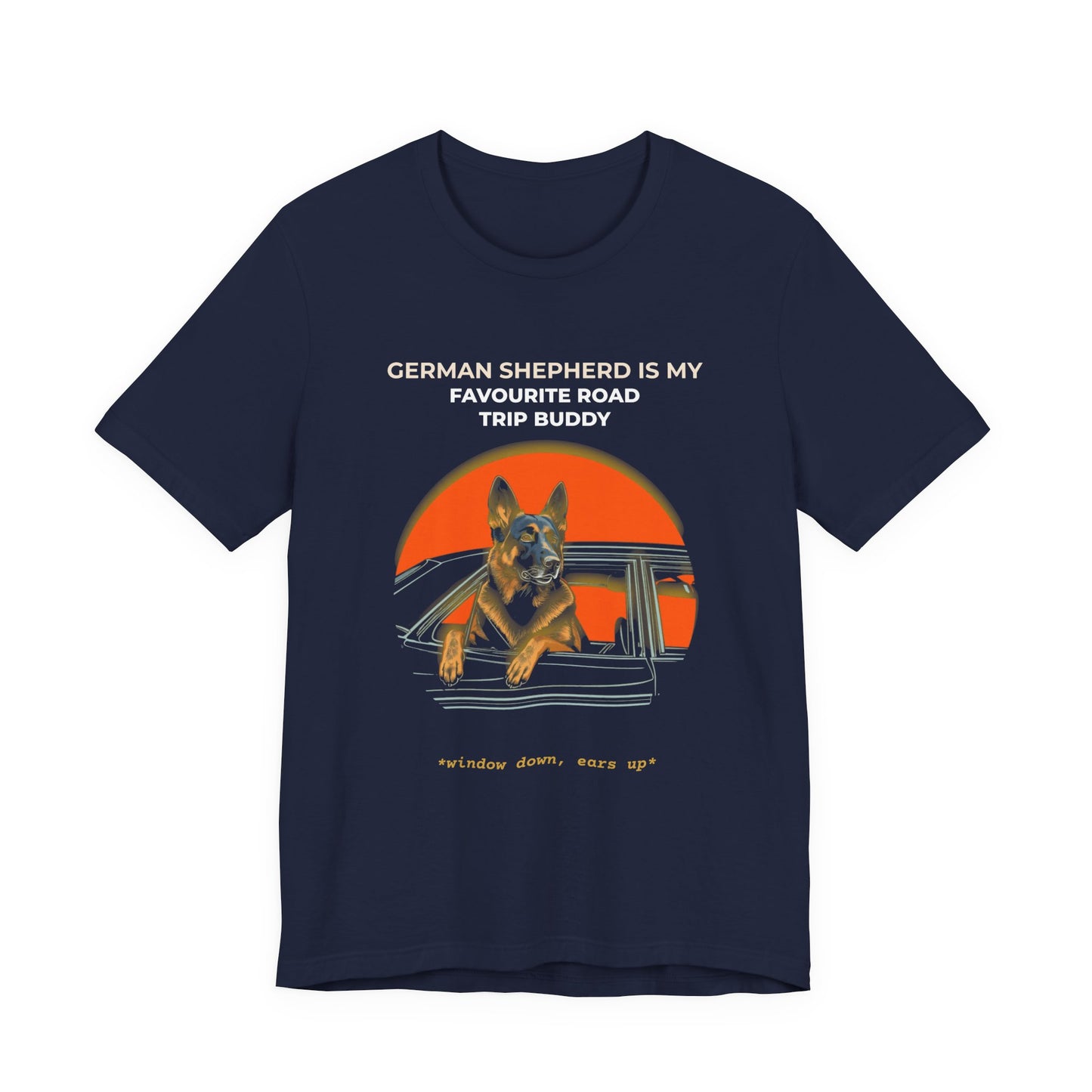 German Shepherd Road Trip T‑Shirt — "German Shepherd Is My Favourite Road Trip Buddy"