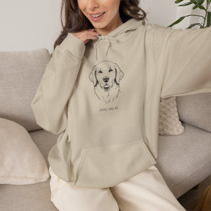 Golden Retriever Dog Mum minimalist line art hoodie, front view